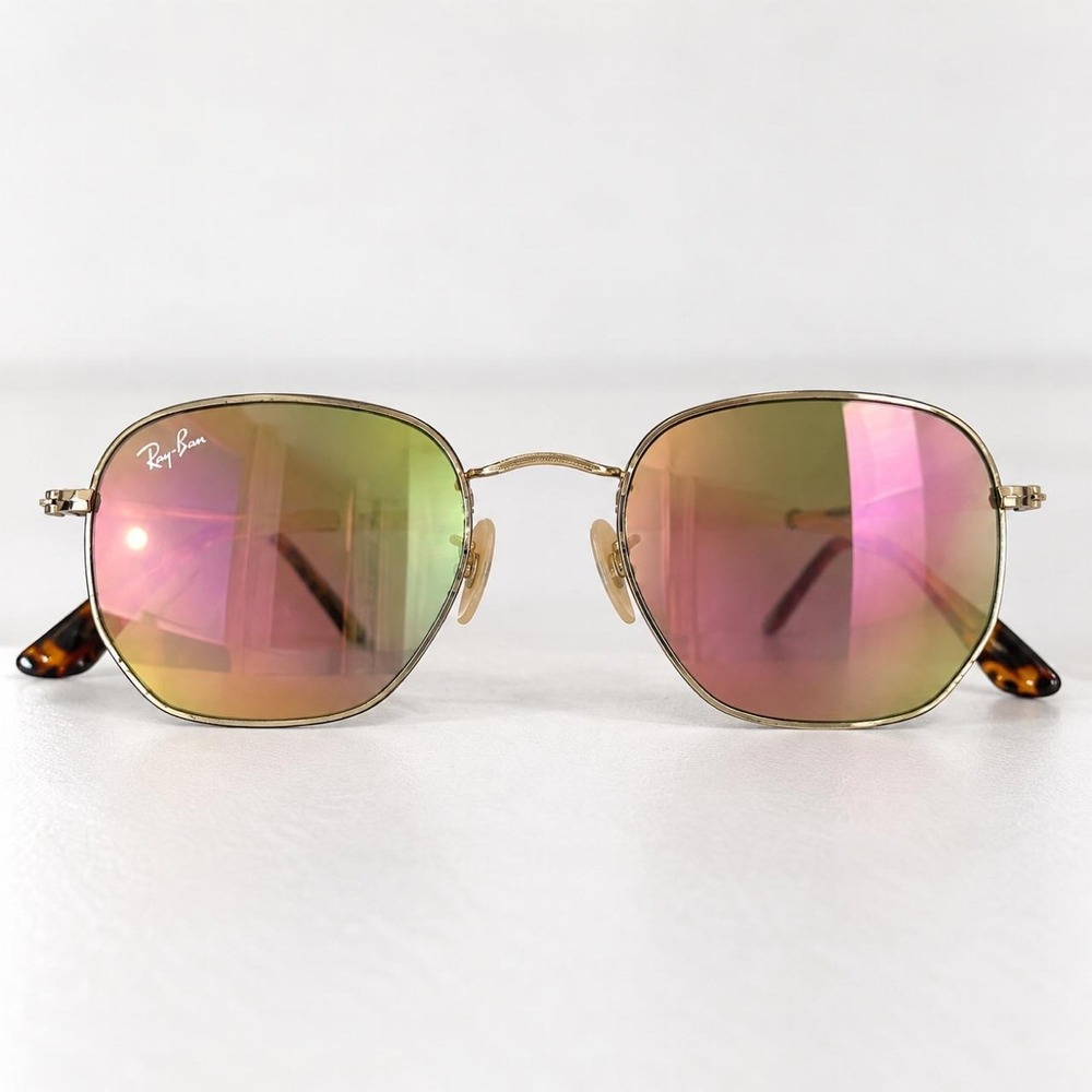 Ray-Ban Gold Mirrored Hexagonal Sunglasses